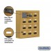 Salsbury Cell Phone Storage Locker - 4 Door High Unit (5 Inch Deep Compartments) - 12 A Doors - Gold - Surface Mounted - Resettable Combination Locks